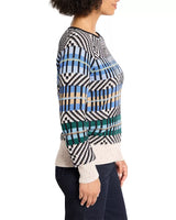 Nic & Zoe Graphic Stripe Sweater / Blue Multi