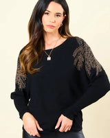AngelEye Embellished Batwing Sweater / Black