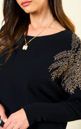 AngelEye Embellished Batwing Sweater / Black