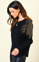 AngelEye Embellished Batwing Sweater / Black