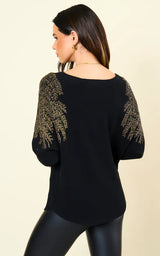 AngelEye Embellished Batwing Sweater / Black