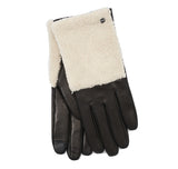 Echo Faux Sherpa & Leather Gloves / Black & Natural