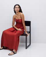 Yerse Strapless Maxi Dress / Terracotta