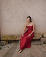 Yerse Strapless Maxi Dress / Terracotta
