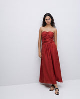 Yerse Strapless Maxi Dress / Terracotta