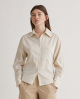 Yerse Shirt / Ecru Pinstripe