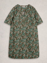WHITE STUFF JUNE LINEN DRESS/ GREEN PRINT