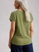 WHITE STUFF NELLY NOTCH NECK TEE / GREEN