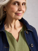 WHITE STUFF NELLY NOTCH NECK TEE / GREEN