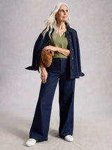 WHITE STUFF NELLY NOTCH NECK TEE / GREEN