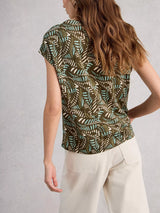 WHITE STUFF ROWAN LINEN TEE / GREEN PRINT