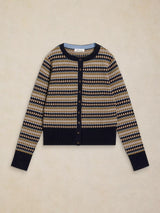 White Stuff Lois Fairisle Cardigan / Navy Multi