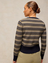 White Stuff Lois Fairisle Cardigan / Navy Multi