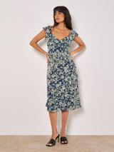 Apricot Ruffle Dress / Navy