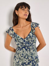 Apricot Ruffle Dress / Navy