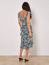 Apricot Ruffle Dress / Navy
