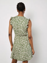 Apricot Wavy Spot Dress/ Thyme Green