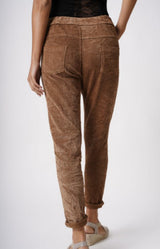 Jeggings stretch en velours côtelé / Camel