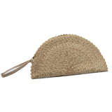 Pandan Leaf Half Moon Clutch Purse - Cream