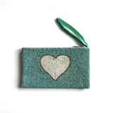 Beaded Heart Clutch: Turquoise