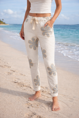 Eternelle Stretch Pant / White Flower power