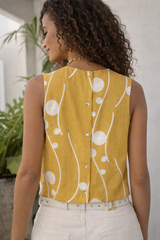 Liverpool Embroidered Sleeveless Top / Dijon