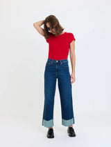 Daze Pleaser High-Rise Wide-Leg Ankle Jeans / Slow Motion