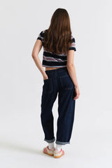 Daze Villa Drawstring Barrel Jean / Blue Mood