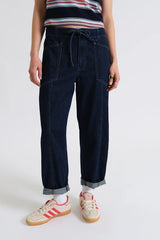 Daze Villa Drawstring Barrel Jean / Blue Mood