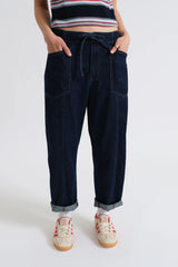 Daze Villa Drawstring Barrel Jean / Blue Mood