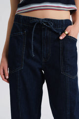 Daze Villa Drawstring Barrel Jean / Blue Mood