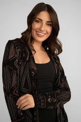 Frank Lyman Geo Print Jacket / Black/Rust