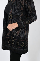 Frank Lyman Geo Print Jacket / Black/Rust