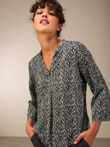 Nile Blouse/ Petrol Print