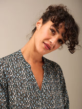 Nile Blouse/ Petrol Print