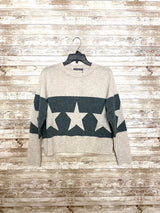 Alashan Banded Star Whip Stitch Merino Sweater / Juniper