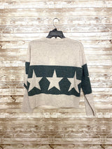 Alashan Banded Star Whip Stitch Merino Sweater / Juniper