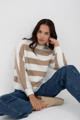 Mus & Bombon Iturrama Sweater / Ecru & Sable Stripe