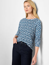 Nic & Zoe Print Top / Blue Multi