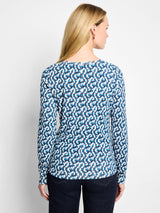 Nic & Zoe Print Top / Blue Multi