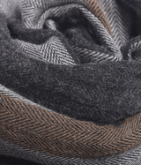 Echo Border Stripe Wrap Scarf / Browntones