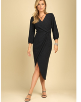 Frank Lyman Shimmer Wrap Dress / Navy Black