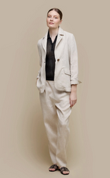 UCHUU TOPSTITCHED LINEN BLAZER