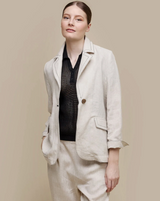 UCHUU TOPSTITCHED LINEN BLAZER