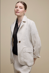 UCHUU TOPSTITCHED LINEN BLAZER