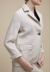 UCHUU TOPSTITCHED LINEN BLAZER
