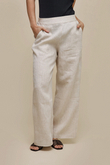 Uchuu Wide Leg Linen Trouser / SAnd