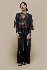 Uchuu Palazzo pants with contrast piping / Black