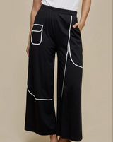 Uchuu Palazzo pants with contrast piping / Black