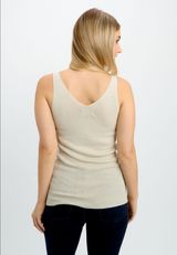 FRANK LYMAN CRYSTAL STUDDED KNIT TOP / CHAMPAGNE BEIGE